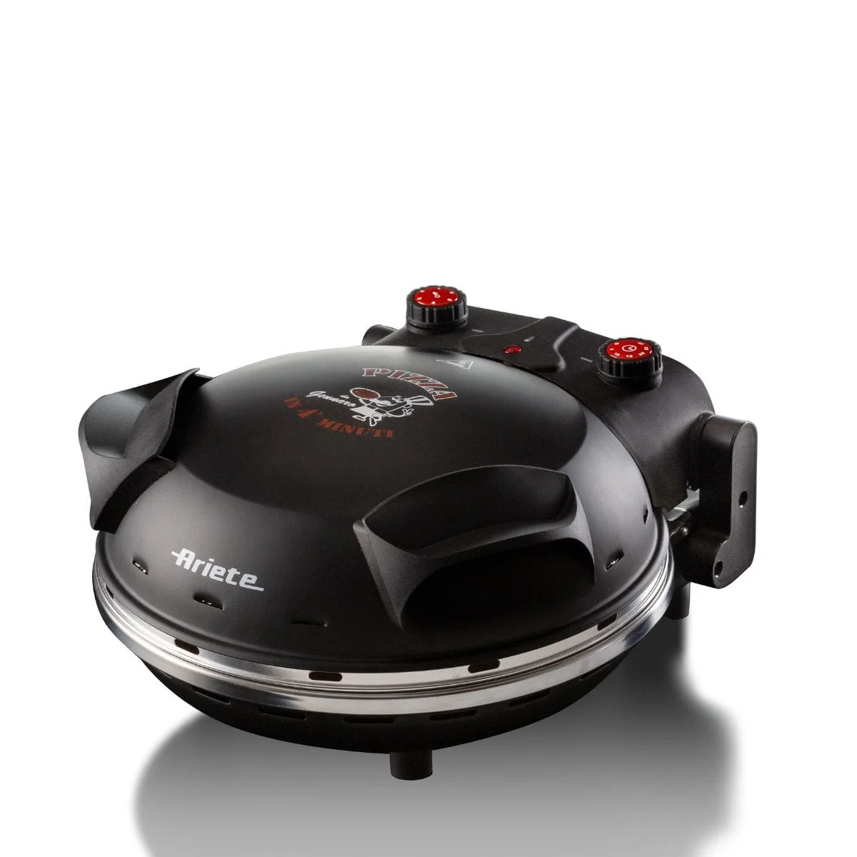 FORNO DE PIZZA ELÉTRICO PRETO 127V - ARIETE - Pedra Refratária Ø32 cm e Cozimento em 4 Minutos