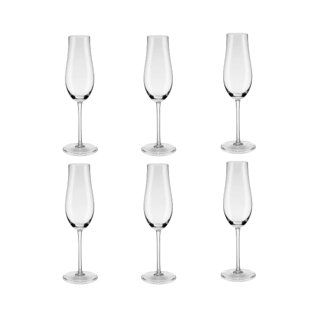 6 TAÇAS DE CRISTAL P/ESPUMANTE 230ML ORIGEM - STRAUSS