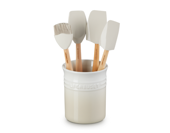 KIT 4 ESPÁTULAS E PORTA UTENSÍLIOS 1L CLC Meringue Le Creuset