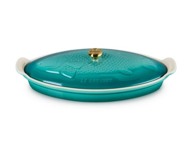 TRAVESSA PARA PEIXE C/TAMPA 34CM Bleu Riviera Le Creuset