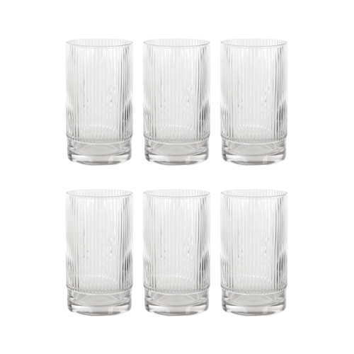 JOGO C/ 6 COPOS CANELADOS DE VIDRO 550ML