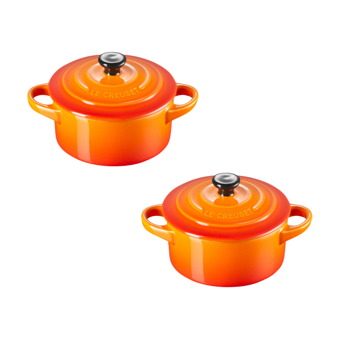 JG C/2 MINI COCOTTE 250ML (PEG PRETO) Laranja Le Creuset