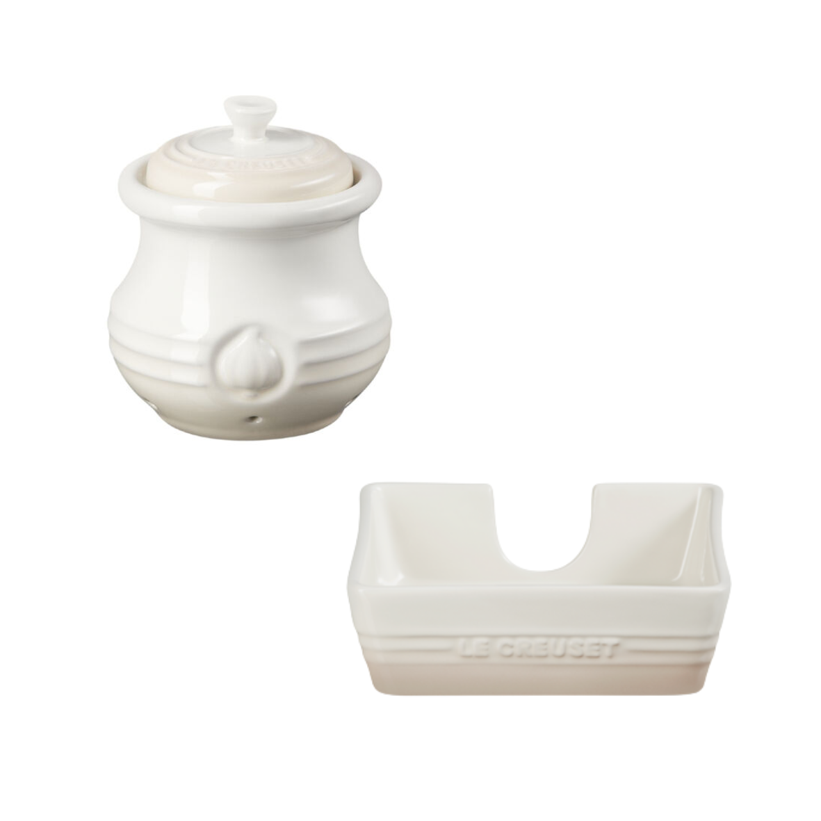 JG POTE PARA ALHO + PORTA GUARDANAPO Meringue Le Creuset